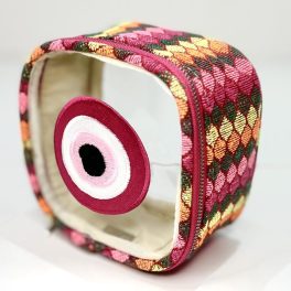 Necessaire tapeçaria olho grego Rosa PP lado